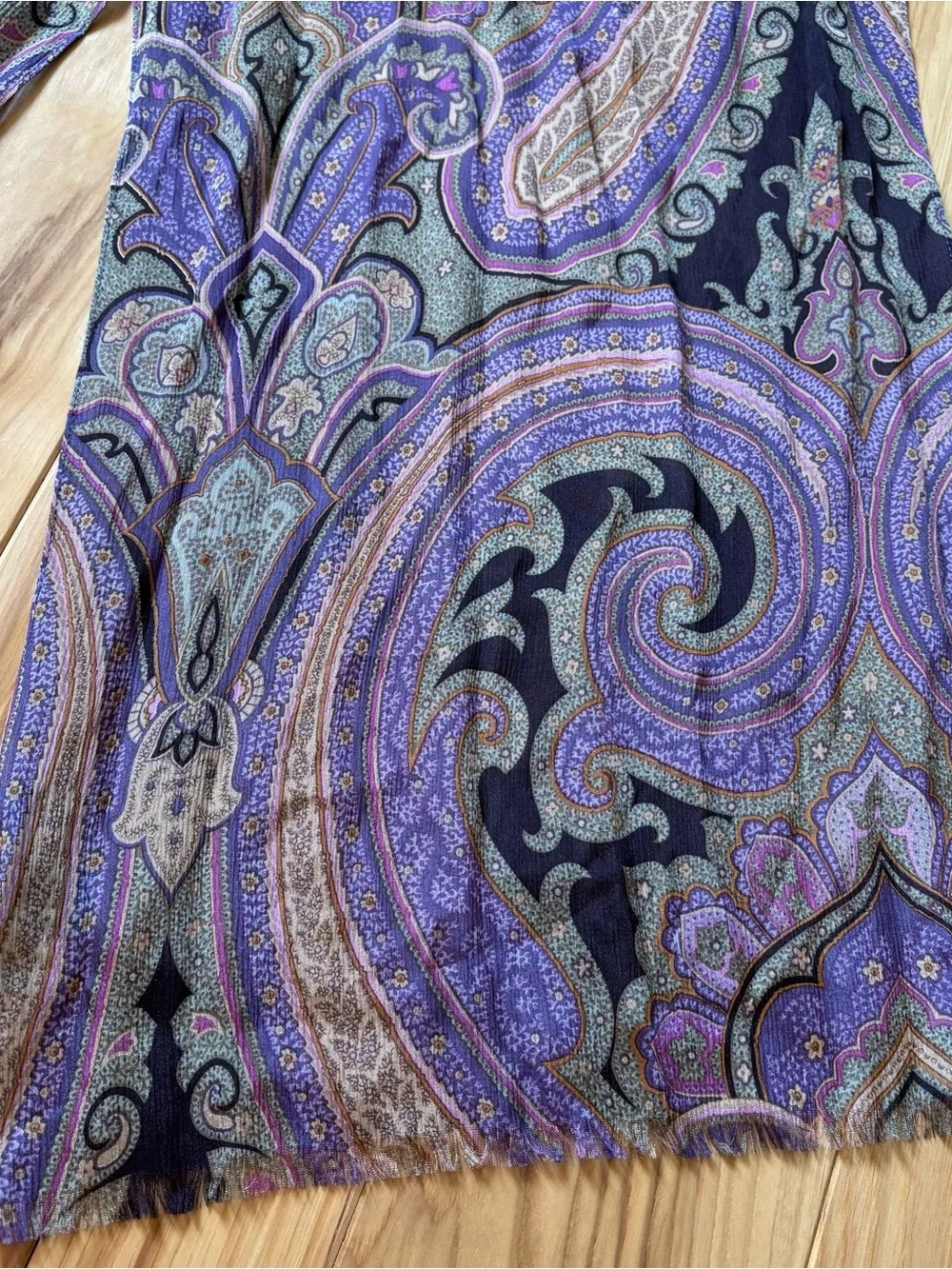 Lauren Ralph Lauren Silk Purple Multicolor Paisley Patterned Scarf